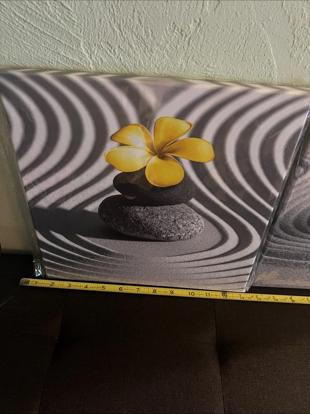 #3038**2 set of Zen Stone Wall Art Canvas with Yellow Flower - Home Wall Decor
